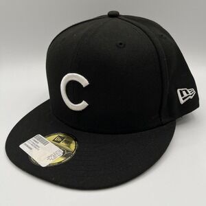 Chicago Cubs New Era Hat Cap Fitted Mens 7‎ 7/8 Black MLB Baseball 59FIFTY NEW
